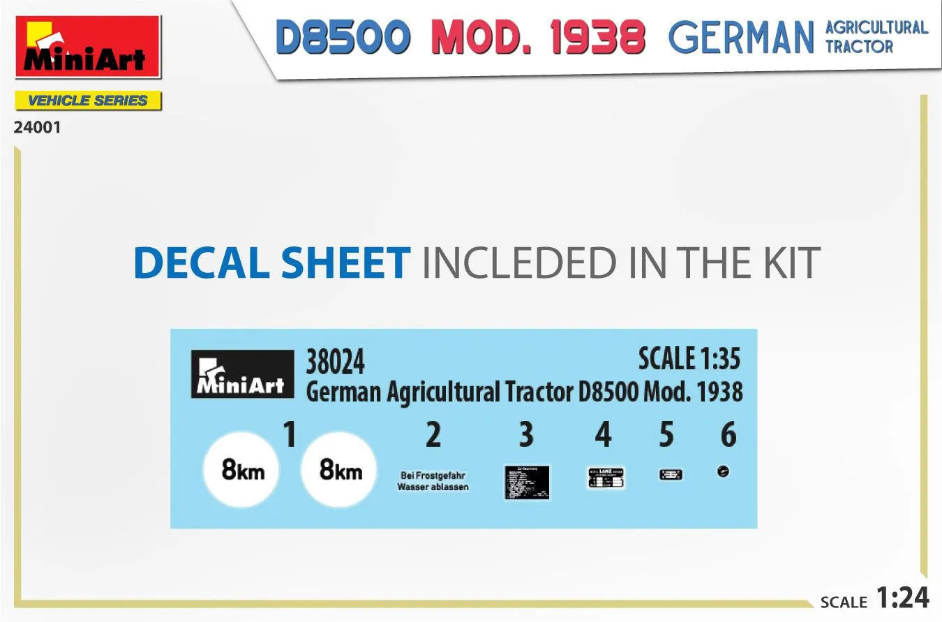 Miniart 1/24 German D8500 Mod 1938 Agricultural Tractor # 24001 4 Miniart 1/24 German D8500 Mod 1938 Agricultural Tractor # 24001 - Image 2