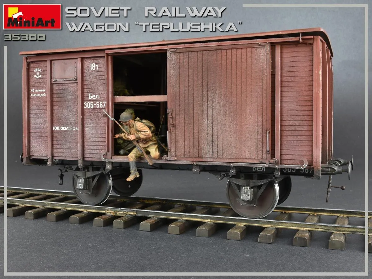 Miniart 1/35 Soviet Railway Wagon 'Teplushka' # 35300 10 Miniart 1/35 Soviet Railway Wagon 'Teplushka' # 35300 - Image 8