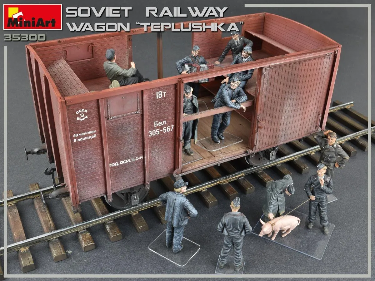 Miniart 1/35 Soviet Railway Wagon 'Teplushka' # 35300 11 Miniart 1/35 Soviet Railway Wagon 'Teplushka' # 35300 - Image 9
