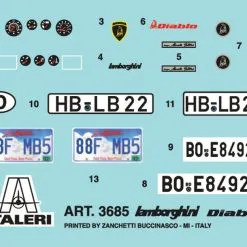 Italeri 1/24 Lamborghini Diablo # 3685 -Aircraft Kits Sales 3685 decallr
