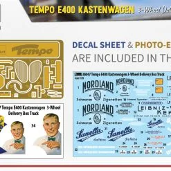 Miniart 1/35 Tempo E400 Kastenwagen 3 Wheel Box Track # 38047 -Aircraft Kits Sales 38047 decals pe
