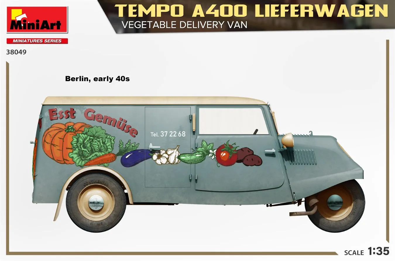 Miniart 1/35 Tempo A400 Lieferwagen, Veg Delivery Van # 38049 7 Miniart 1/35 Tempo A400 Lieferwagen, Veg Delivery Van # 38049 - Image 5