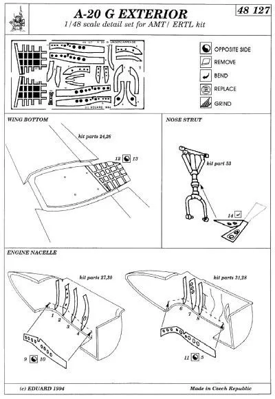 Eduard 1/48 Douglas A-20 Havoc Undercarriage # 48127 3 Eduard 1/48 Douglas A-20 Havoc Undercarriage # 48127