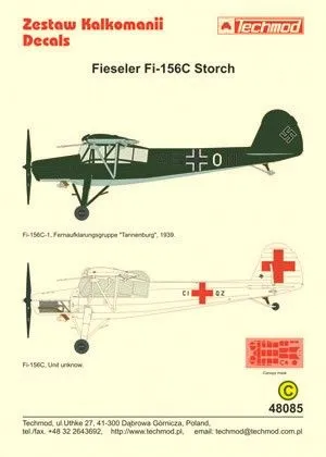 Techmod 1/48 Fieseler Fi 156C Storch (2) Luf # 48085 3 Techmod 1/48 Fieseler Fi 156C Storch (2) Luf # 48085