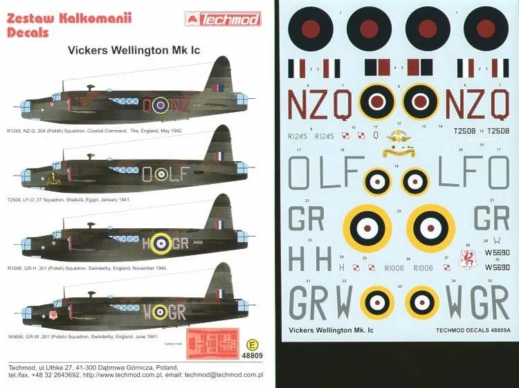 Techmod 1/48 Vickers Wellington Mk.Ic (4) R1 # 48809 3 Techmod 1/48 Vickers Wellington Mk.Ic (4) R1 # 48809