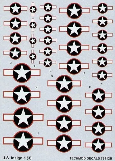 Techmod 1/72 US National Insignia 1943. Star # 72412 3 Techmod 1/72 US National Insignia 1943. Star # 72412