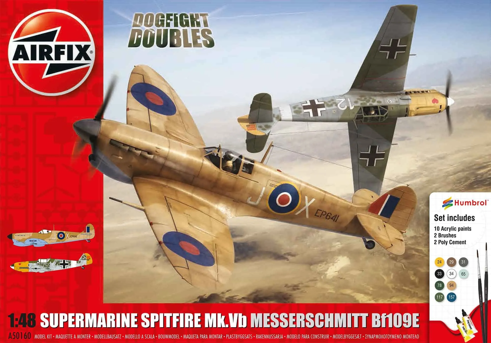 Airfix 1/48 Supermarine Spitfire MkVb Messerschmitt Bf109E # 50160 - Plastic Model Kit 4 Airfix 1/48 Supermarine Spitfire MkVb Messerschmitt Bf109E # 50160 - Plastic Model Kit - Image 2