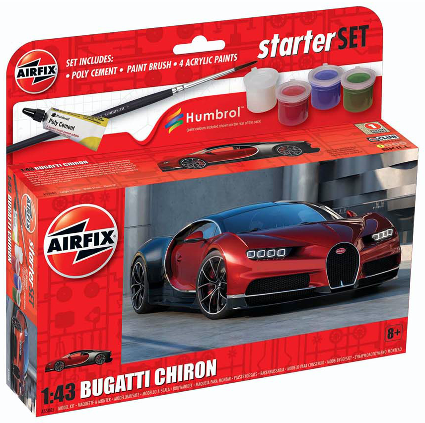 Airfix 1/43 Bugatti Chiron Small Starter Set # 55005 3 Airfix 1/43 Bugatti Chiron Small Starter Set # 55005