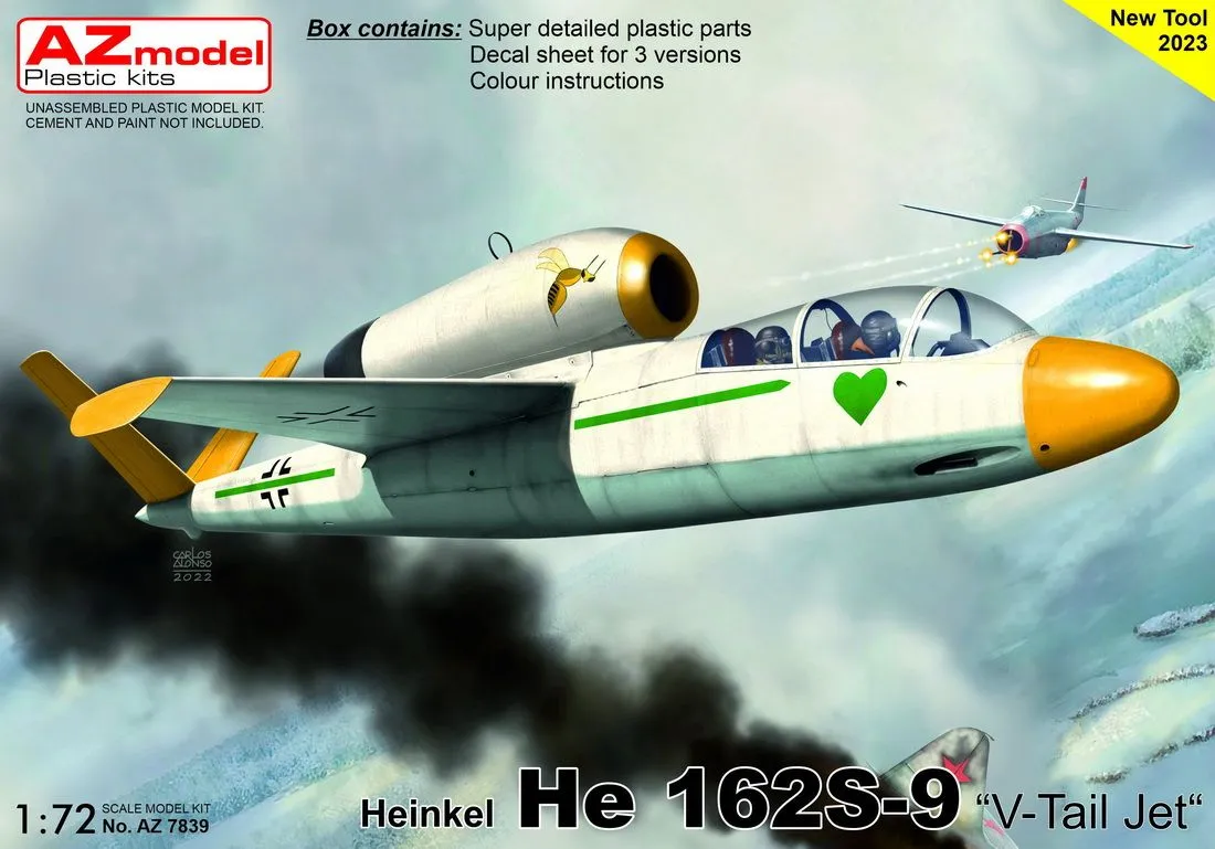 AZ Models AZ Model 1/72 Heinkel He-162S-9 'V-tail Jet' # 7839 3 AZ Models AZ Model 1/72 Heinkel He-162S-9 'V-tail Jet' # 7839