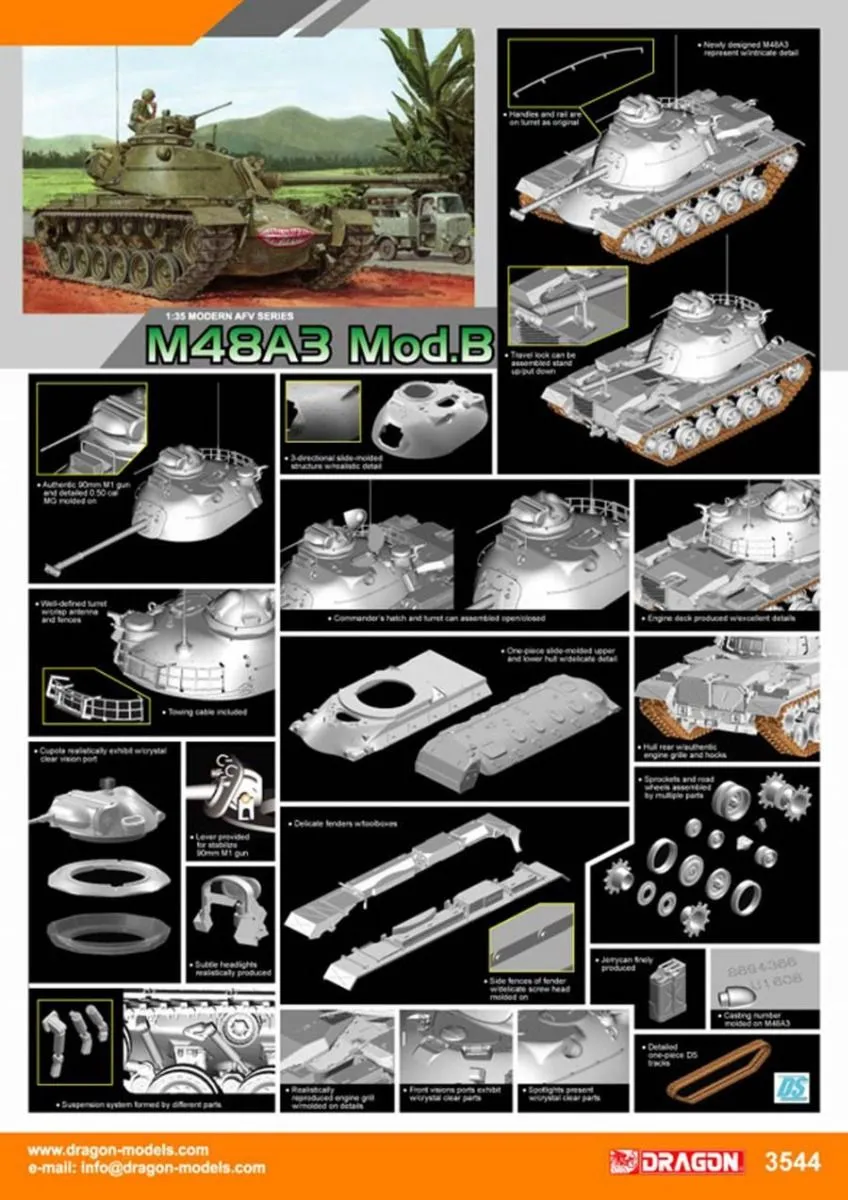 Dragon 1/35 M48A3 Patton Model B # 3544 5 Dragon 1/35 M48A3 Patton Model B # 3544 - Image 3