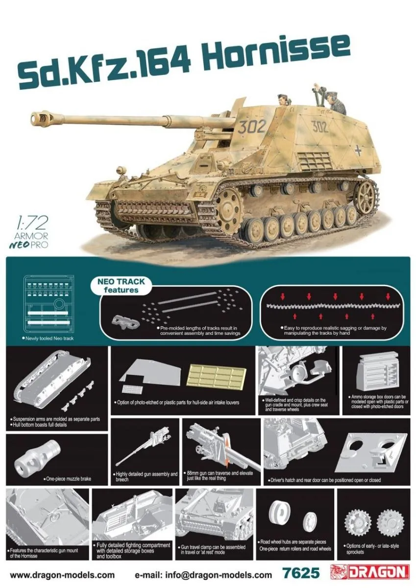 Dragon 1/72 Sd.Kfz.164 Hornisse With Neo Track # 7625 3 Dragon 1/72 Sd.Kfz.164 Hornisse With Neo Track # 7625