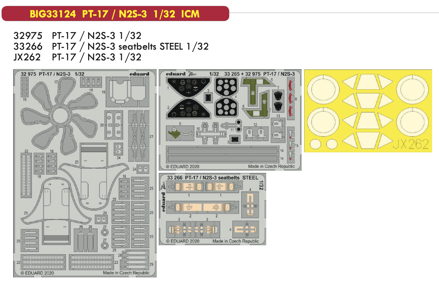 Eduard Big-Ed 1/32 Stearman PT-17/N2S-3 Kaydet #33124 3 Eduard Big-Ed 1/32 Stearman PT-17/N2S-3 Kaydet #33124