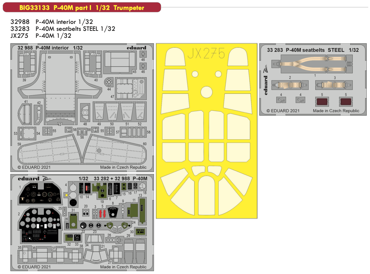 Eduard Big-Ed 1/32 Curtiss P-40M Part I #33133 3 Eduard Big-Ed 1/32 Curtiss P-40M Part I #33133