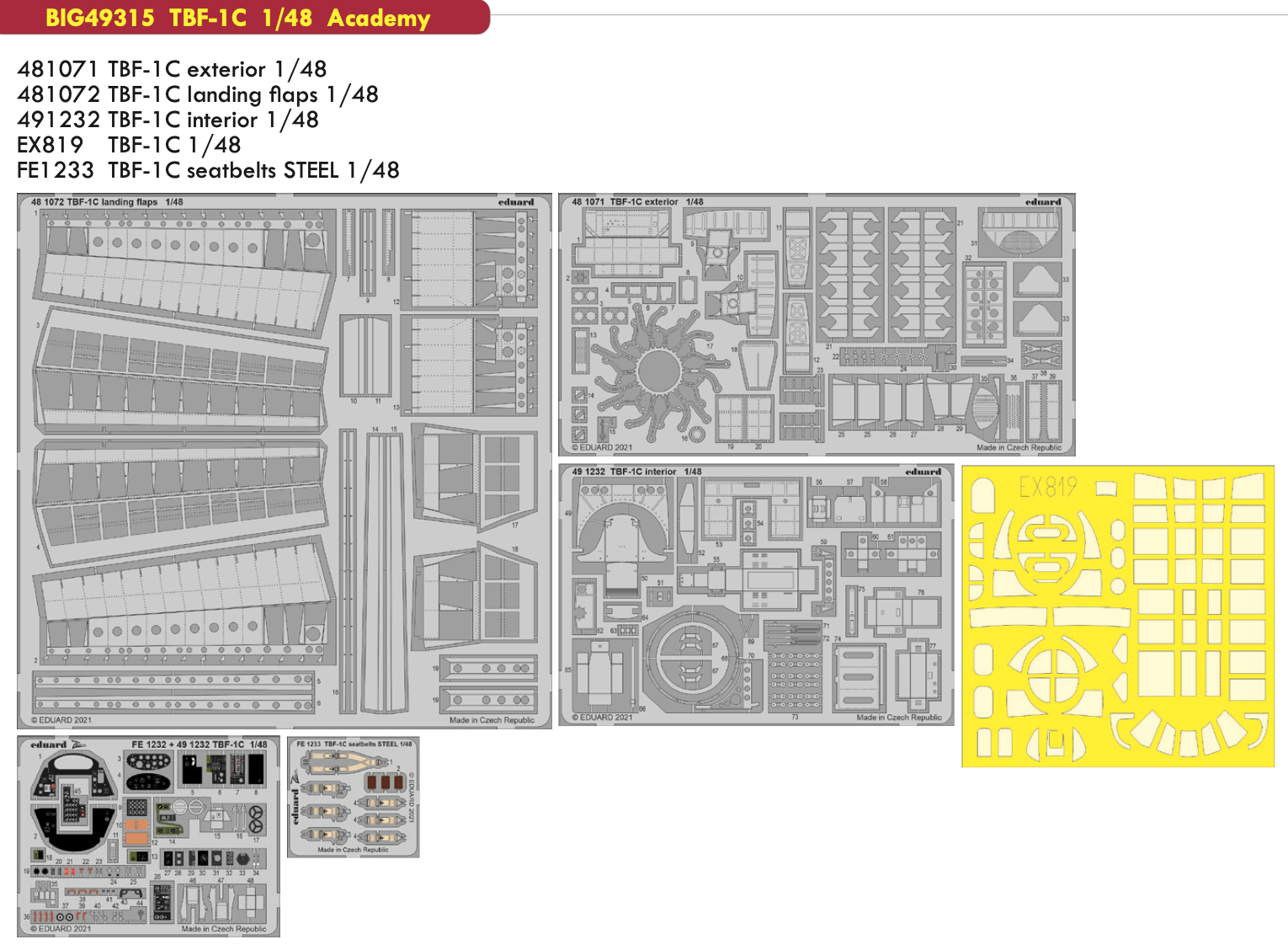 Eduard Big-Ed 1/48 Grumman TBF-1C Avenger 1/48 #49315 3 Eduard Big-Ed 1/48 Grumman TBF-1C Avenger 1/48 #49315
