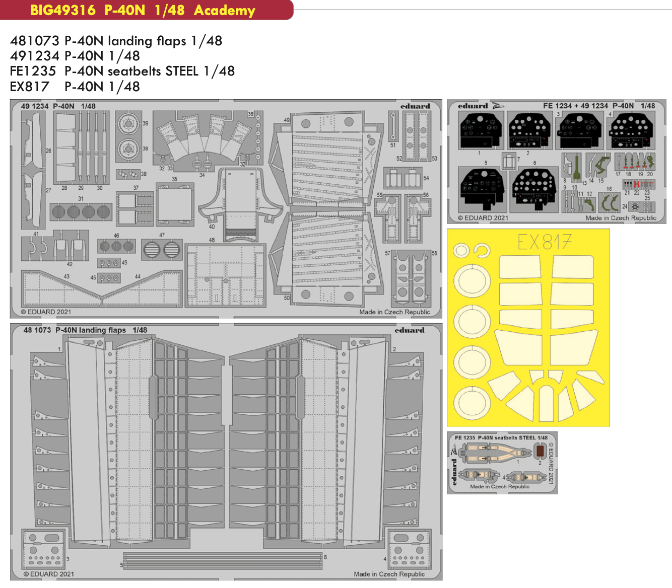 Eduard Big-Ed 1/48 Curtiss P-40N Warhawk 1/48 #49316 3 Eduard Big-Ed 1/48 Curtiss P-40N Warhawk 1/48 #49316