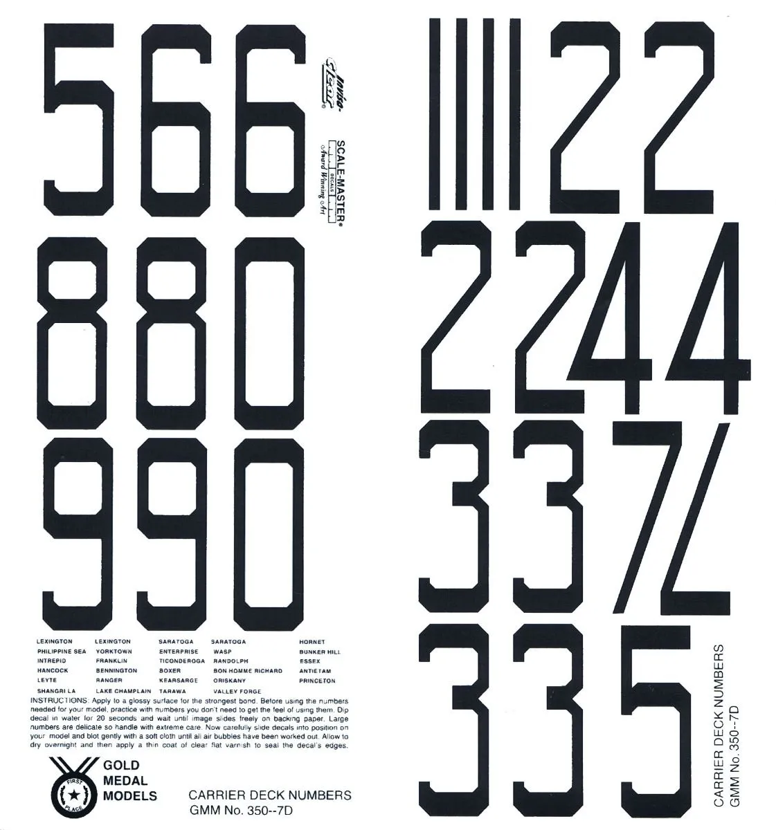 EModels Gold Medal Models 1/350 WW2 Carrier Decals # 350-7D 3 EModels Gold Medal Models 1/350 WW2 Carrier Decals # 350-7D