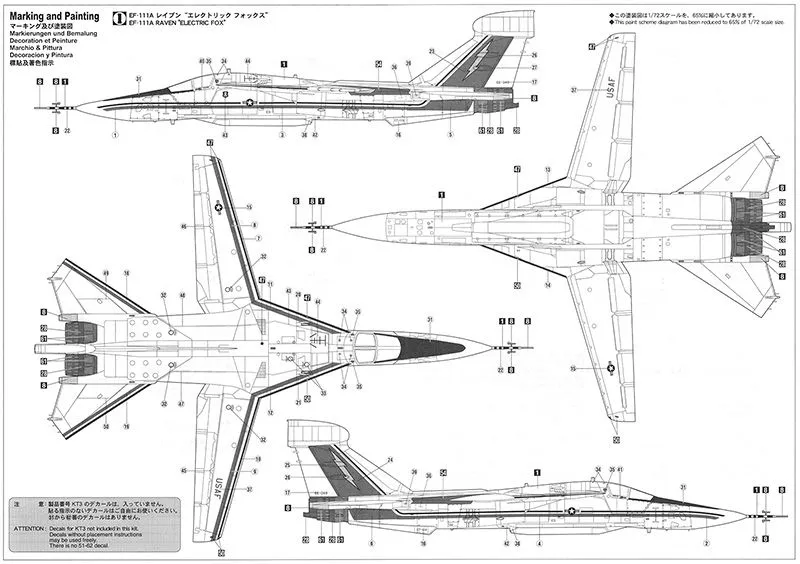 Hasegawa 1/72 General-Dynamic EF-111A Raven "Electric Fox" # 02300 5 Hasegawa 1/72 General-Dynamic EF-111A Raven "Electric Fox" # 02300 - Image 3