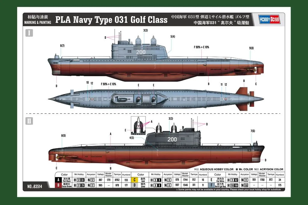 Hobby Boss Hobbyboss 1/350 PLAN Type 031 Golf Class # 83514 6 Hobby Boss Hobbyboss 1/350 PLAN Type 031 Golf Class # 83514 - Image 4