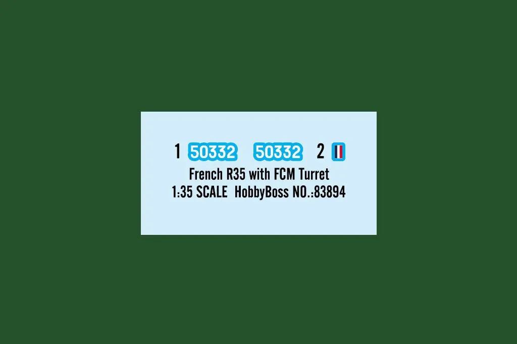 Hobby Boss Hobbyboss 1/35 French R35 Tank W/ FCM Turret # 83894 5 Hobby Boss Hobbyboss 1/35 French R35 Tank W/ FCM Turret # 83894 - Image 3