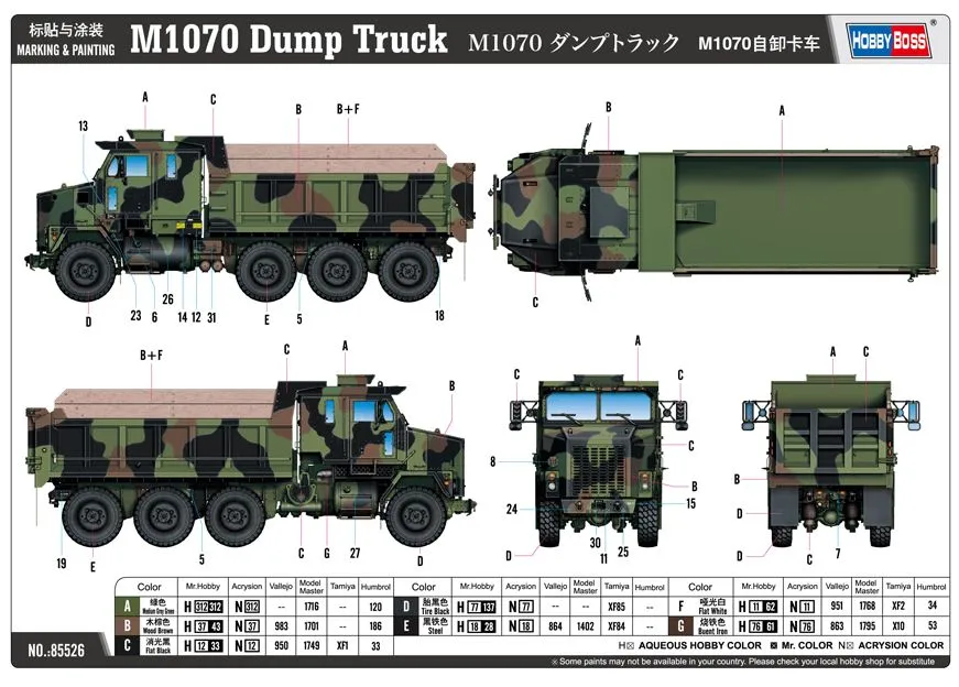 Hobby Boss Hobbyboss 1/35 M1070 Dump Truck # 85526 6 Hobby Boss Hobbyboss 1/35 M1070 Dump Truck # 85526 - Image 4