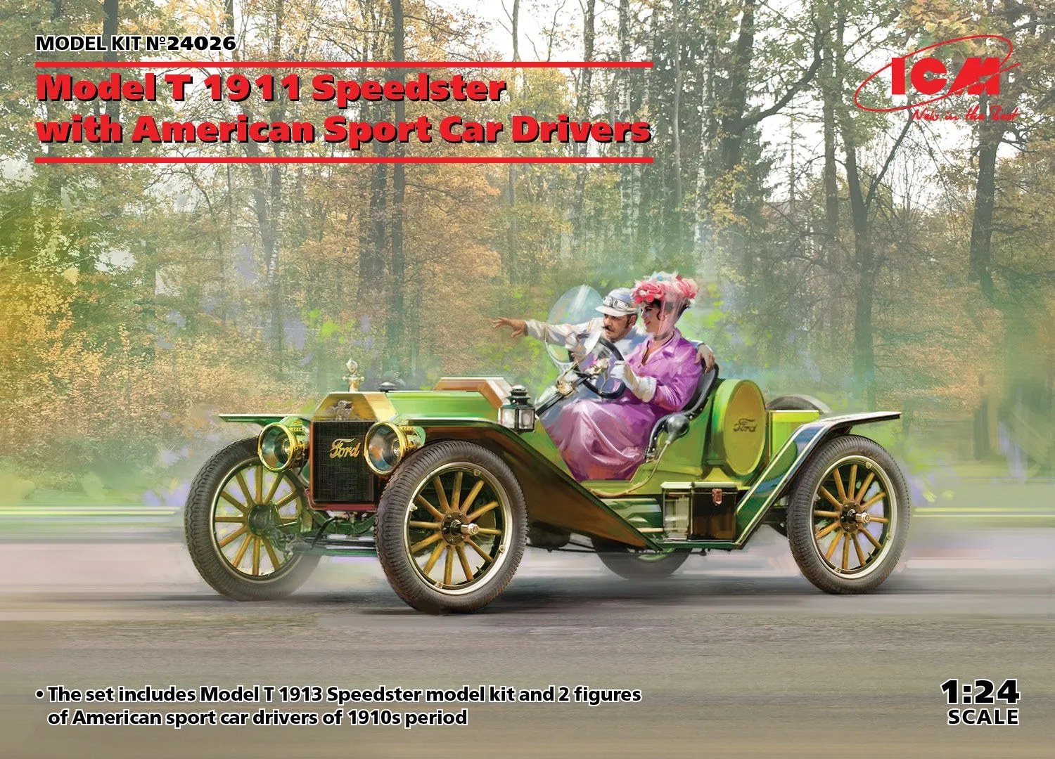 ICM 1/24 Model T 1913 Speedster With American Sports Car Drivers # 24026 3 ICM 1/24 Model T 1913 Speedster With American Sports Car Drivers # 24026