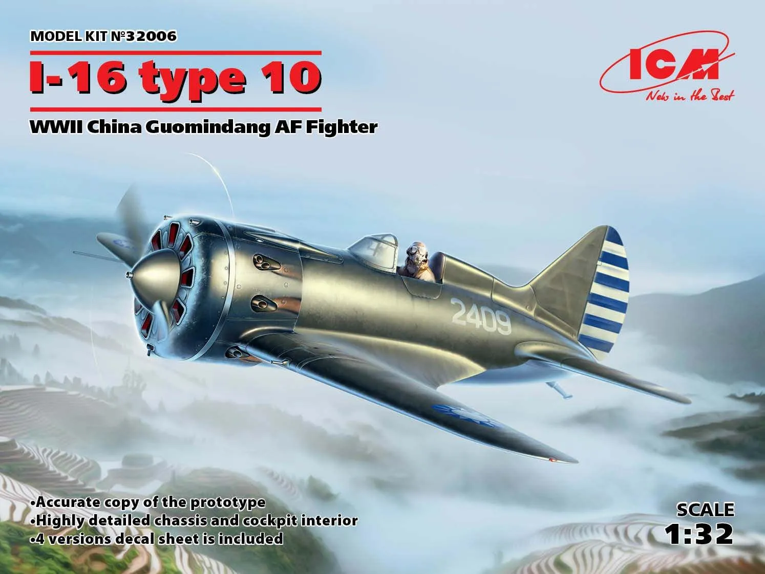 ICM 1/32 Polikarpov I-16 Type 10, WWII China Guomindang Air Force Fighter # 32006 3 ICM 1/32 Polikarpov I-16 Type 10, WWII China Guomindang Air Force Fighter # 32006