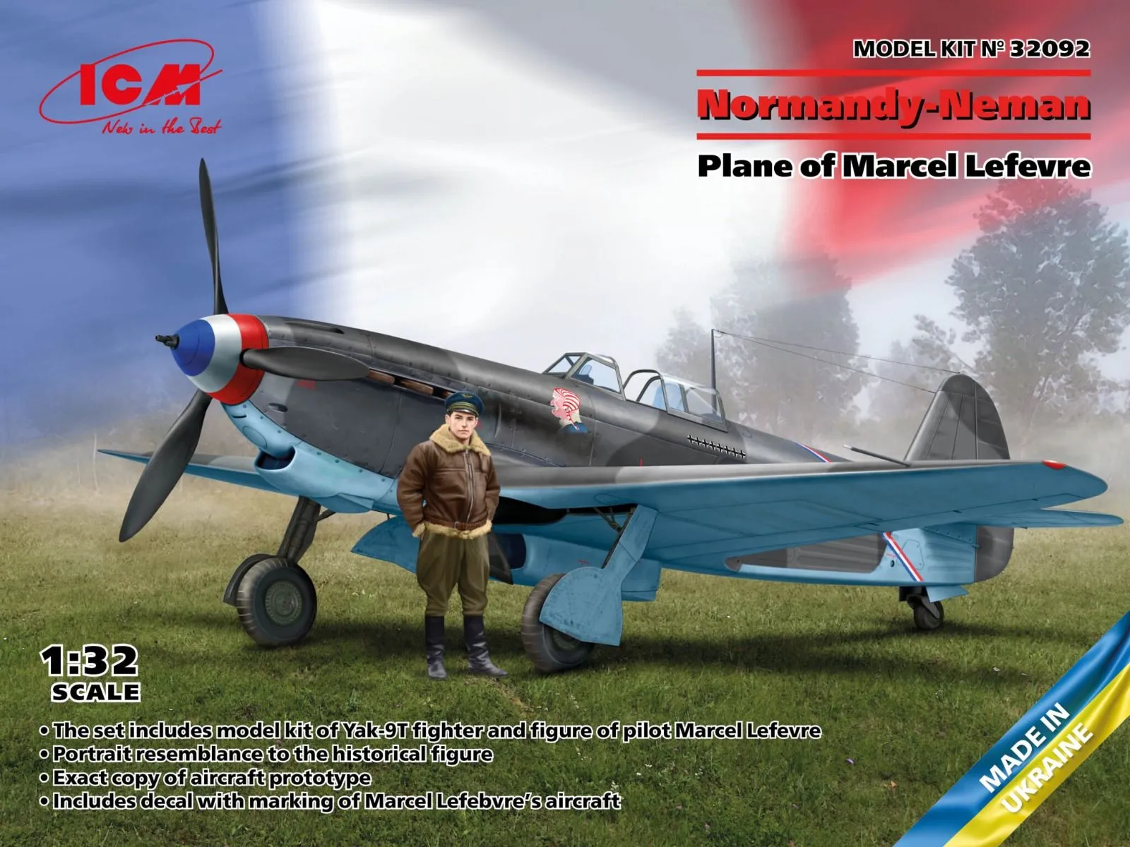 ICM 1/32 Normandy-Neman. Plane Of Marcel Lefevre (Yak-9T With Marcel Lefevre Figure) # 32092 3 ICM 1/32 Normandy-Neman. Plane Of Marcel Lefevre (Yak-9T With Marcel Lefevre Figure) # 32092