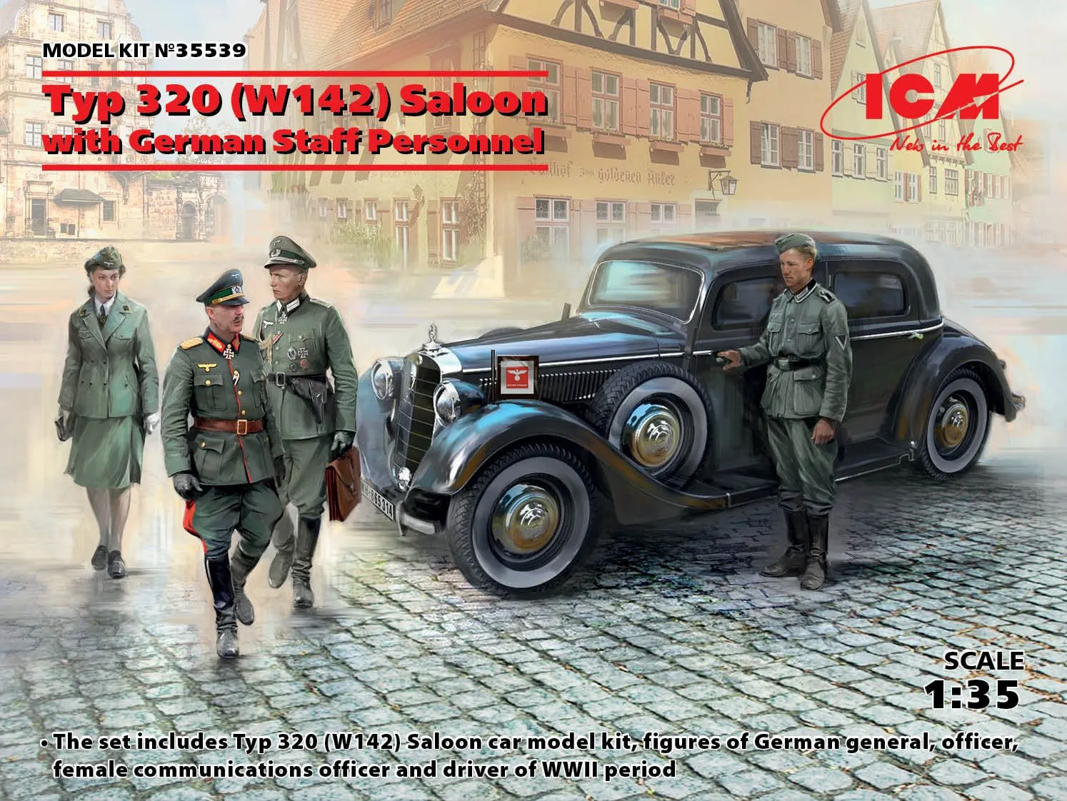ICM 1/35 Typ 320 (W142) Saloon, WWII German Staff Car With German Staff Personnel # 35539 3 ICM 1/35 Typ 320 (W142) Saloon, WWII German Staff Car With German Staff Personnel # 35539