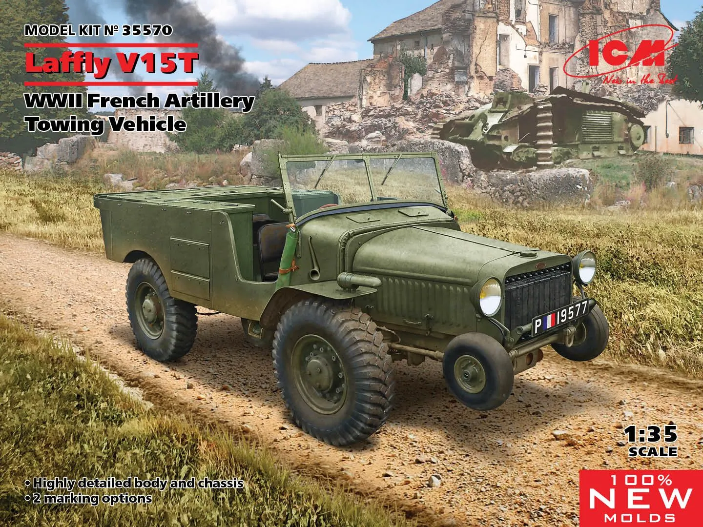 ICM 1/35 Laffly V15T WWII French Artillery Towing Vehicle # 35570 3 ICM 1/35 Laffly V15T WWII French Artillery Towing Vehicle # 35570