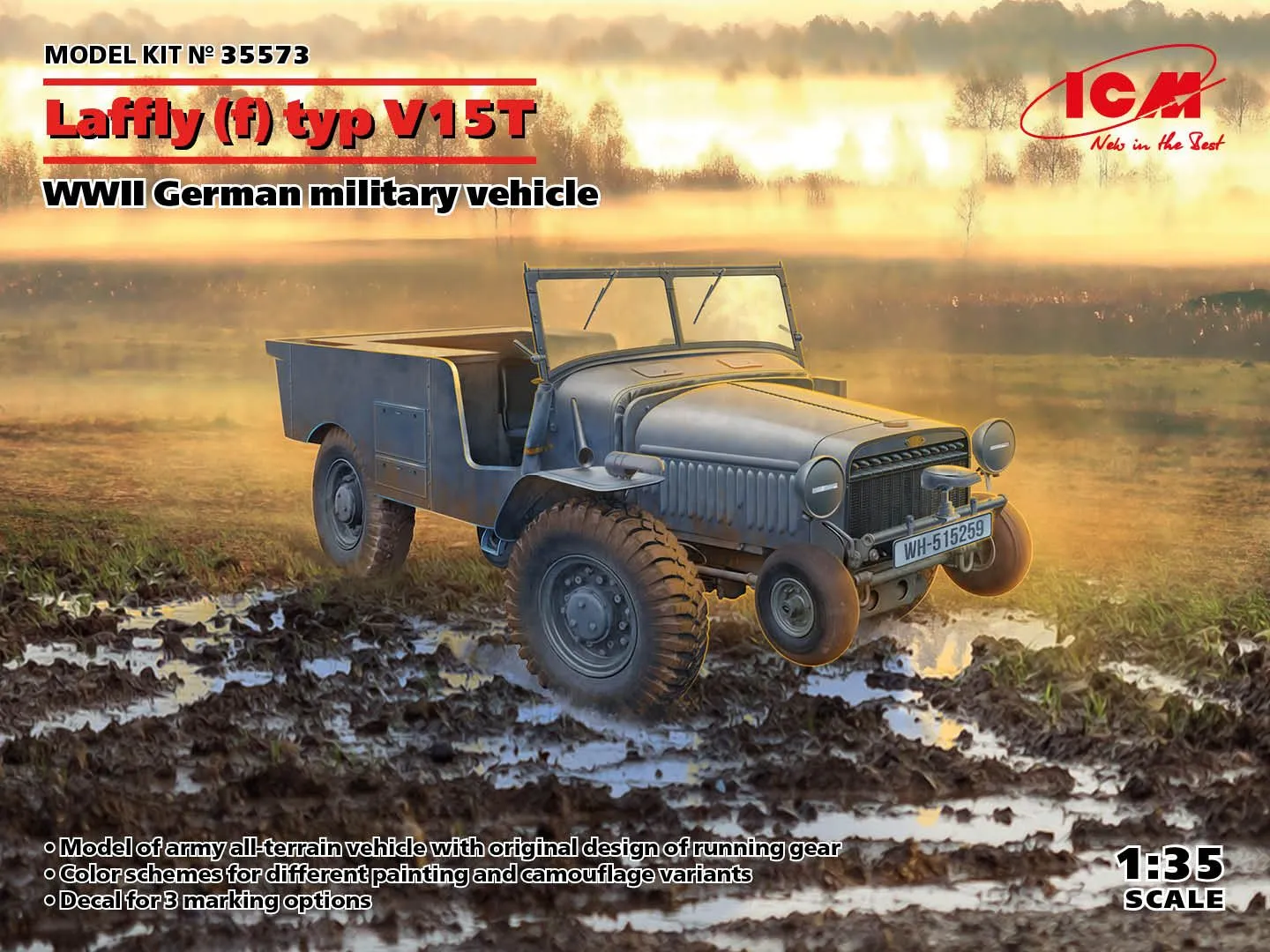 ICM 1/35 Laffly V15T (f) Typ WWII German Military Vehicle # 35573 3 ICM 1/35 Laffly V15T (f) Typ WWII German Military Vehicle # 35573