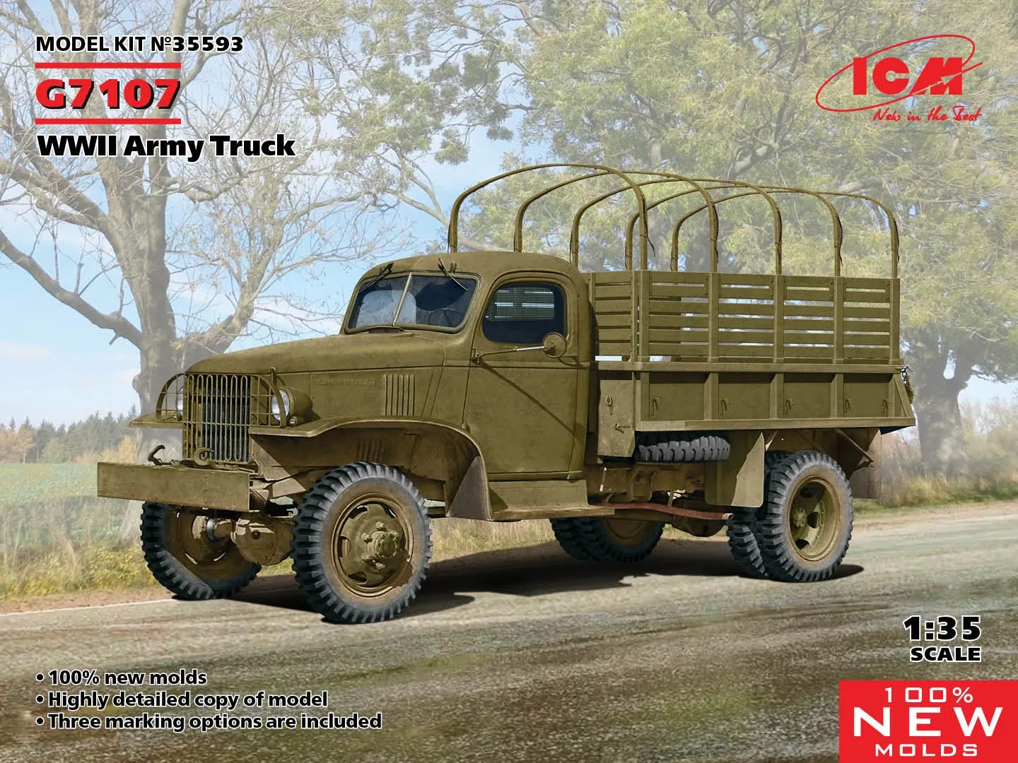 ICM 1/35 G7107 4x4 WWII Army Truck (100% New Molds) # 35593 3 ICM 1/35 G7107 4x4 WWII Army Truck (100% New Molds) # 35593