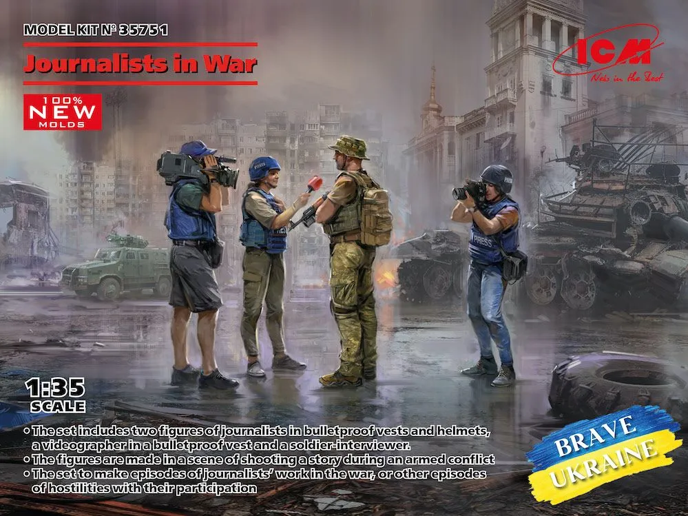 ICM 1/35 Journalists In War (4 Figures) (100% New Molds) BRAVE UKRAINE # 35751 4 ICM 1/35 Journalists In War (4 Figures) (100% New Molds) BRAVE UKRAINE # 35751 - Image 2