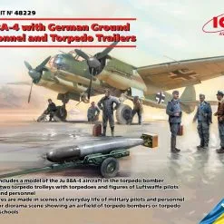 ICM 1/48 Junkers Ju-88A-4 With German Ground Personnel And Torpedo Trailers # 48229