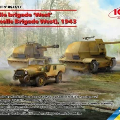 ICM 1/35 Mobile Brigade 'West' (Schnelle Brigade West), 1943 (Marder I, 10.5cm LeFH 16(Sf) Auf Geschutzwagen FCM36(f), Laffly V15T) Diorama Set # DS3517