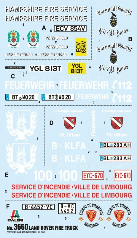 Italeri 1/24 Land Rover Fire Truck # 3660 3 Italeri 1/24 Land Rover Fire Truck # 3660