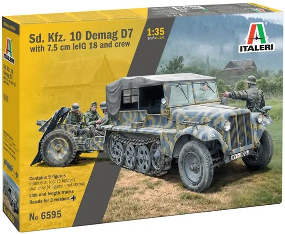 Italeri 1/35 Kfz.10 Demag D7 With 7.5cm Le Ig18 + Crew # 6595 3 Italeri 1/35 Kfz.10 Demag D7 With 7.5cm Le Ig18 + Crew # 6595