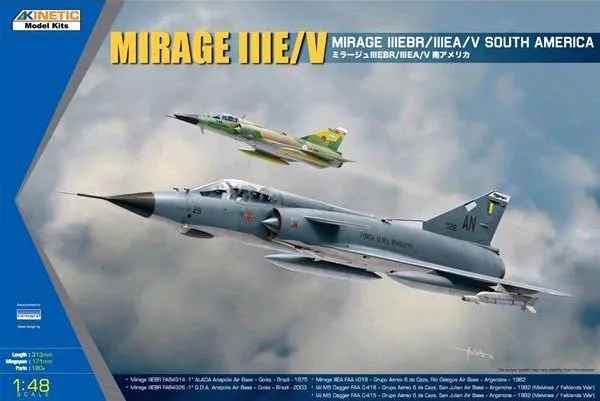 Kinetic Model Kits 1/48 Dassault Mirage IIIE / V South America # 48052 3 Kinetic Model Kits 1/48 Dassault Mirage IIIE / V South America # 48052