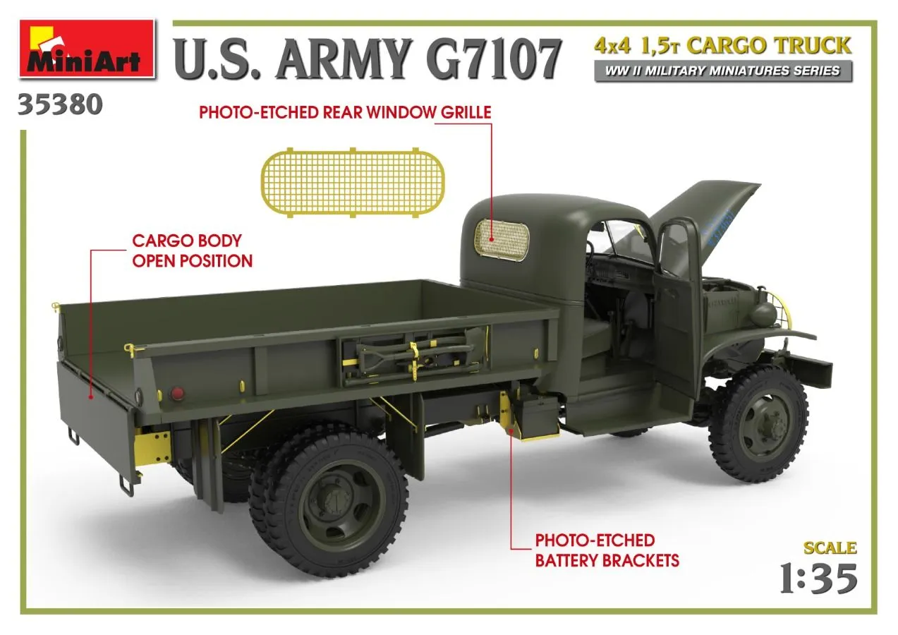 Miniart 1/35 U.S. Army G7107 4x4 1,5t Cargo Truck # 35380 21 Miniart 1/35 U.S. Army G7107 4x4 1,5t Cargo Truck # 35380 - Image 19