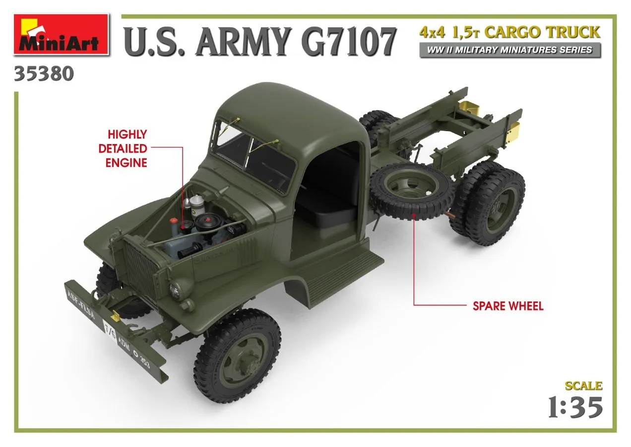Miniart 1/35 U.S. Army G7107 4x4 1,5t Cargo Truck # 35380 25 Miniart 1/35 U.S. Army G7107 4x4 1,5t Cargo Truck # 35380 - Image 23