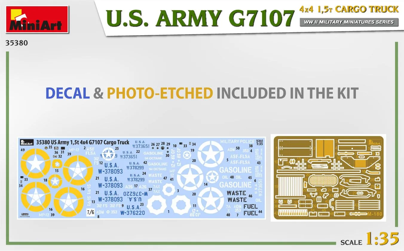 Miniart 1/35 U.S. Army G7107 4x4 1,5t Cargo Truck # 35380 34 Miniart 1/35 U.S. Army G7107 4x4 1,5t Cargo Truck # 35380 - Image 32