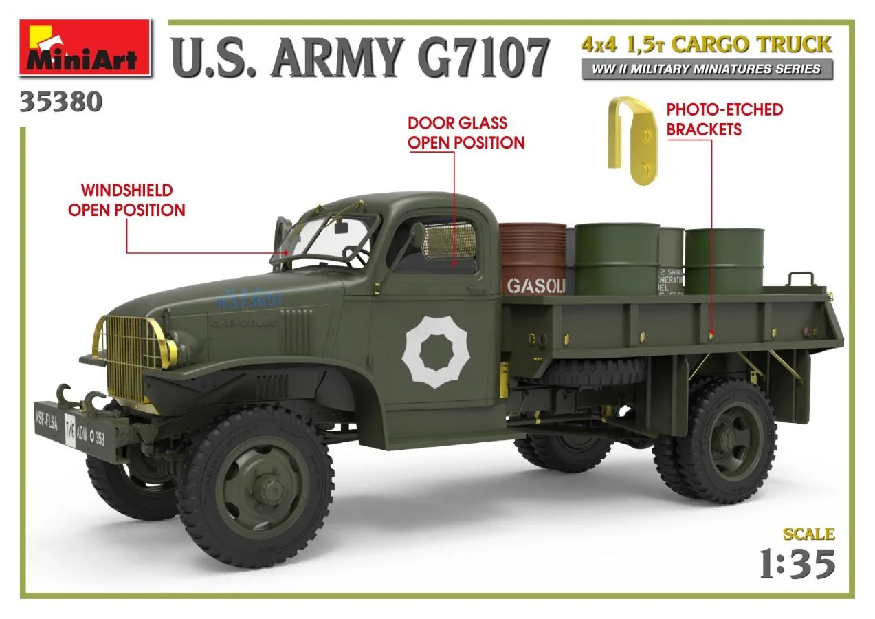 Miniart 1/35 U.S. Army G7107 4x4 1,5t Cargo Truck # 35380 19 Miniart 1/35 U.S. Army G7107 4x4 1,5t Cargo Truck # 35380 - Image 17