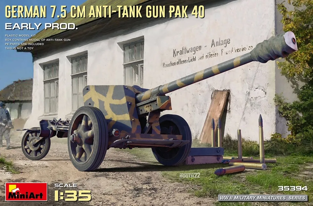 Miniart 1/35 German 7.5cm Anti-Tank Gun PaK 40 Early # 35394 3 Miniart 1/35 German 7.5cm Anti-Tank Gun PaK 40 Early # 35394