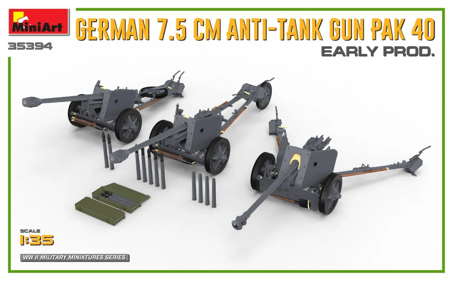 Miniart 1/35 German 7.5cm Anti-Tank Gun PaK 40 Early # 35394 4 Miniart 1/35 German 7.5cm Anti-Tank Gun PaK 40 Early # 35394 - Image 2