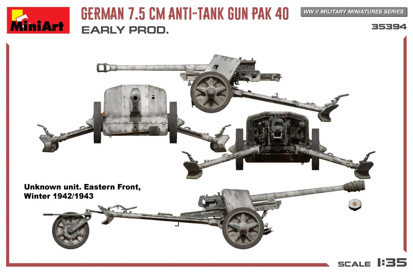 Miniart 1/35 German 7.5cm Anti-Tank Gun PaK 40 Early # 35394 13 Miniart 1/35 German 7.5cm Anti-Tank Gun PaK 40 Early # 35394 - Image 11
