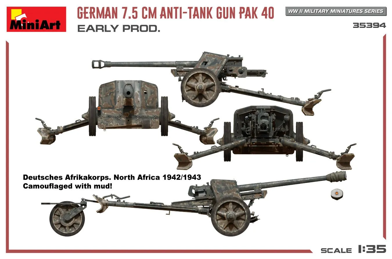 Miniart 1/35 German 7.5cm Anti-Tank Gun PaK 40 Early # 35394 14 Miniart 1/35 German 7.5cm Anti-Tank Gun PaK 40 Early # 35394 - Image 12