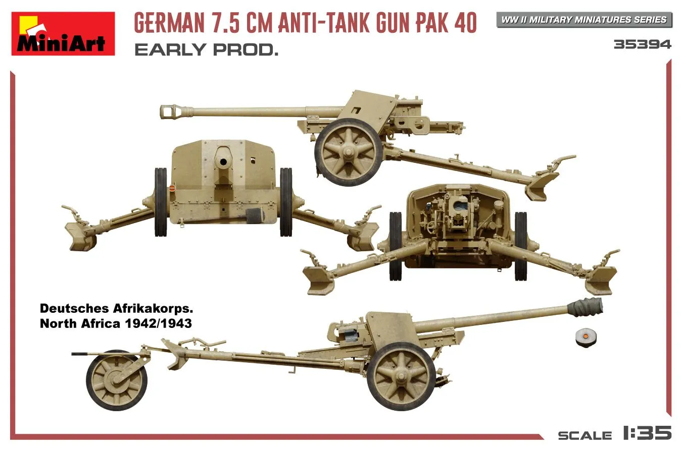 Miniart 1/35 German 7.5cm Anti-Tank Gun PaK 40 Early # 35394 15 Miniart 1/35 German 7.5cm Anti-Tank Gun PaK 40 Early # 35394 - Image 13