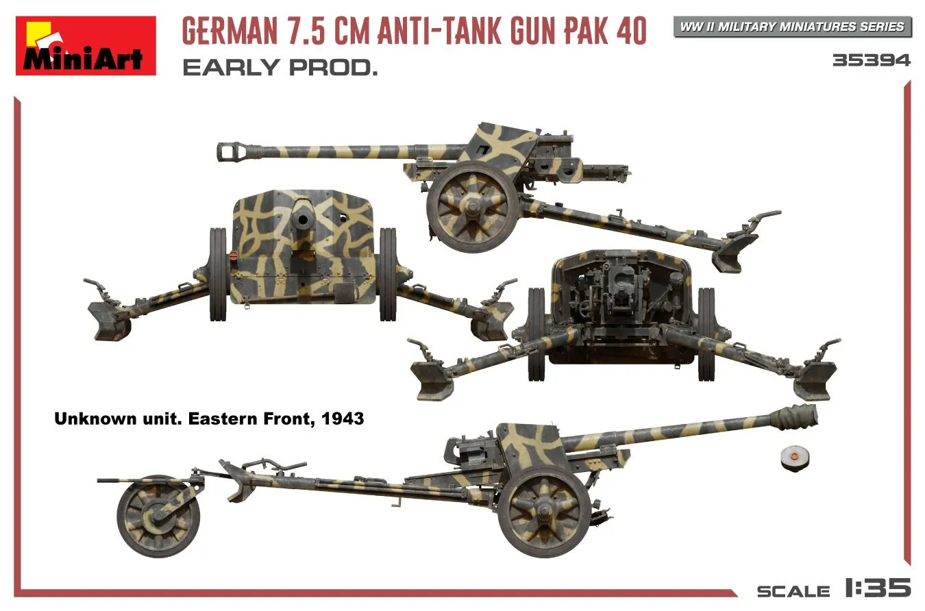 Miniart 1/35 German 7.5cm Anti-Tank Gun PaK 40 Early # 35394 16 Miniart 1/35 German 7.5cm Anti-Tank Gun PaK 40 Early # 35394 - Image 14