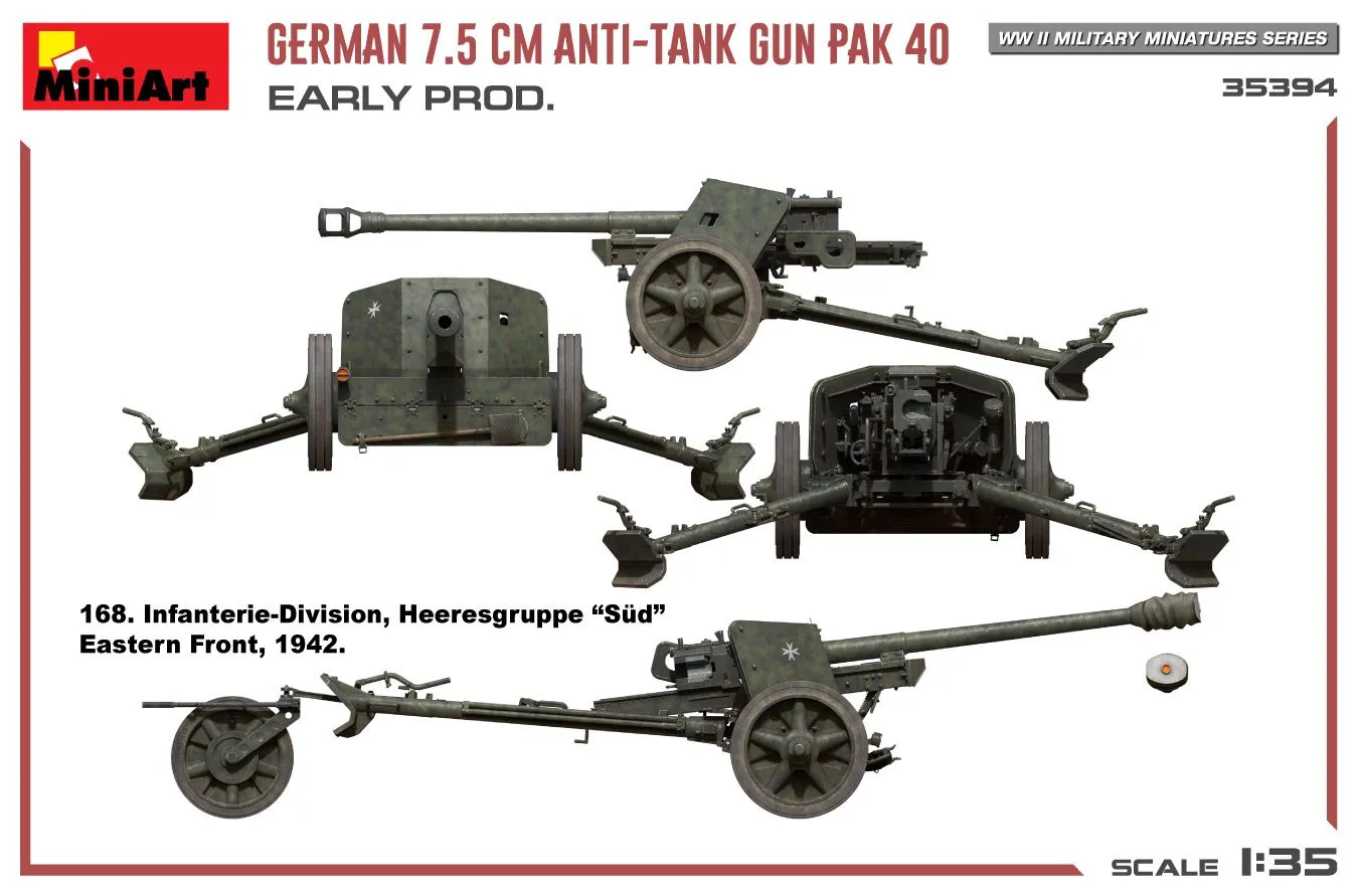 Miniart 1/35 German 7.5cm Anti-Tank Gun PaK 40 Early # 35394 11 Miniart 1/35 German 7.5cm Anti-Tank Gun PaK 40 Early # 35394 - Image 9