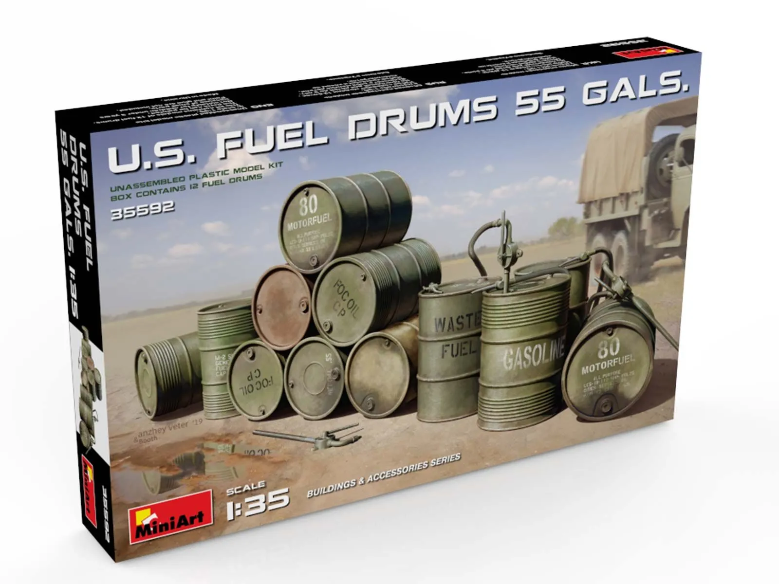 Miniart 1/35 US Fuel Drums (55 Gals) # 35592 7 Miniart 1/35 US Fuel Drums (55 Gals) # 35592 - Image 5