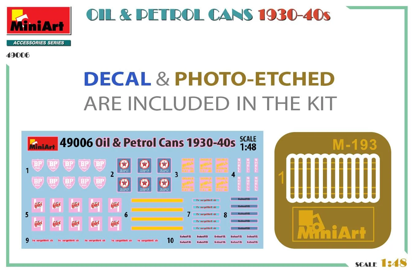 Miniart 1/48 Oil & Petrol Cans 1930-40's # 49006 4 Miniart 1/48 Oil & Petrol Cans 1930-40's # 49006 - Image 2